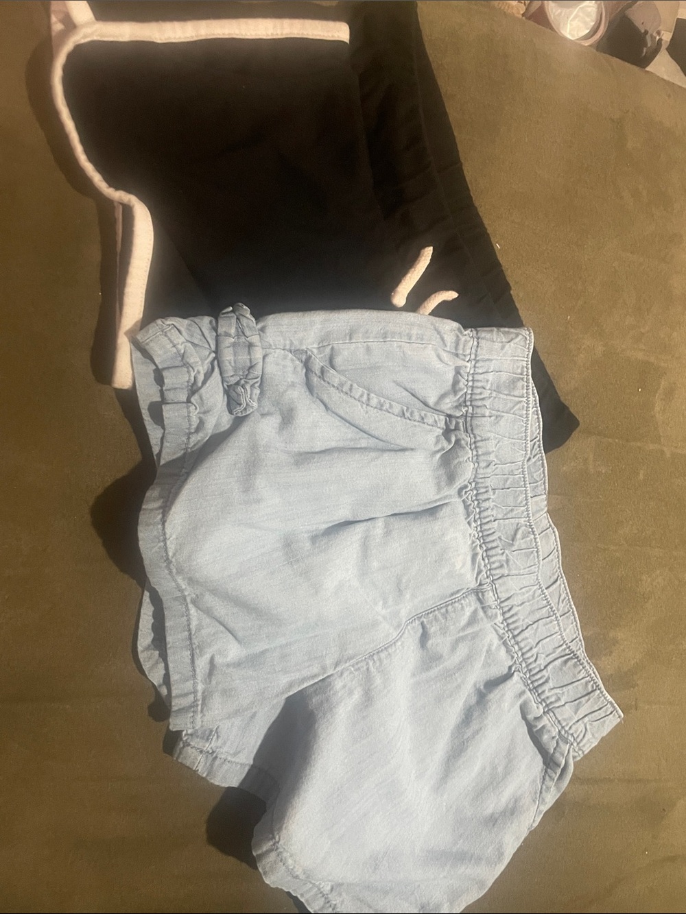 Light Blue Girls' Ruffle Elastic-Waist Shorts